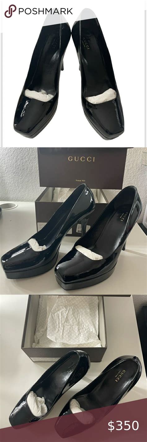 Gucci Vernice Crystal Nero 40 Patent Leather D'Orsay Pumps